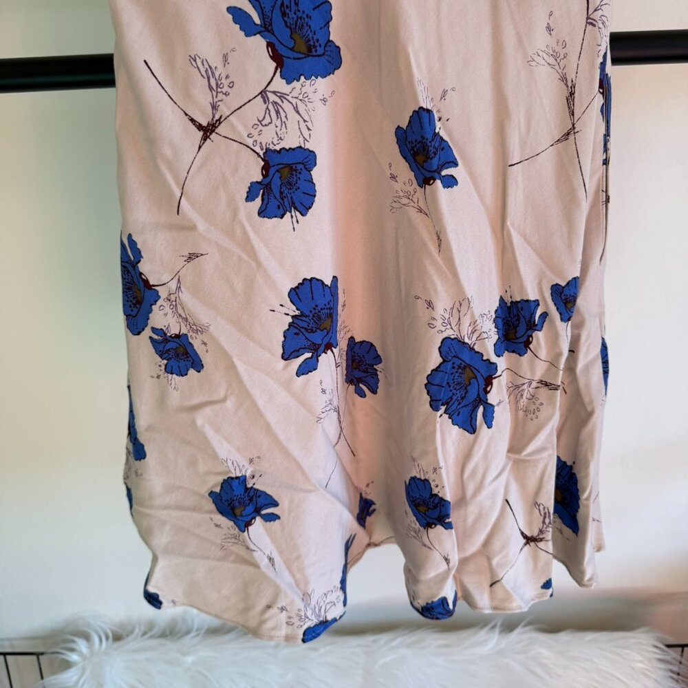 Free People Cream & Blue Floral Melanie Draped Floral Mini Dress - Picture 12 of 12